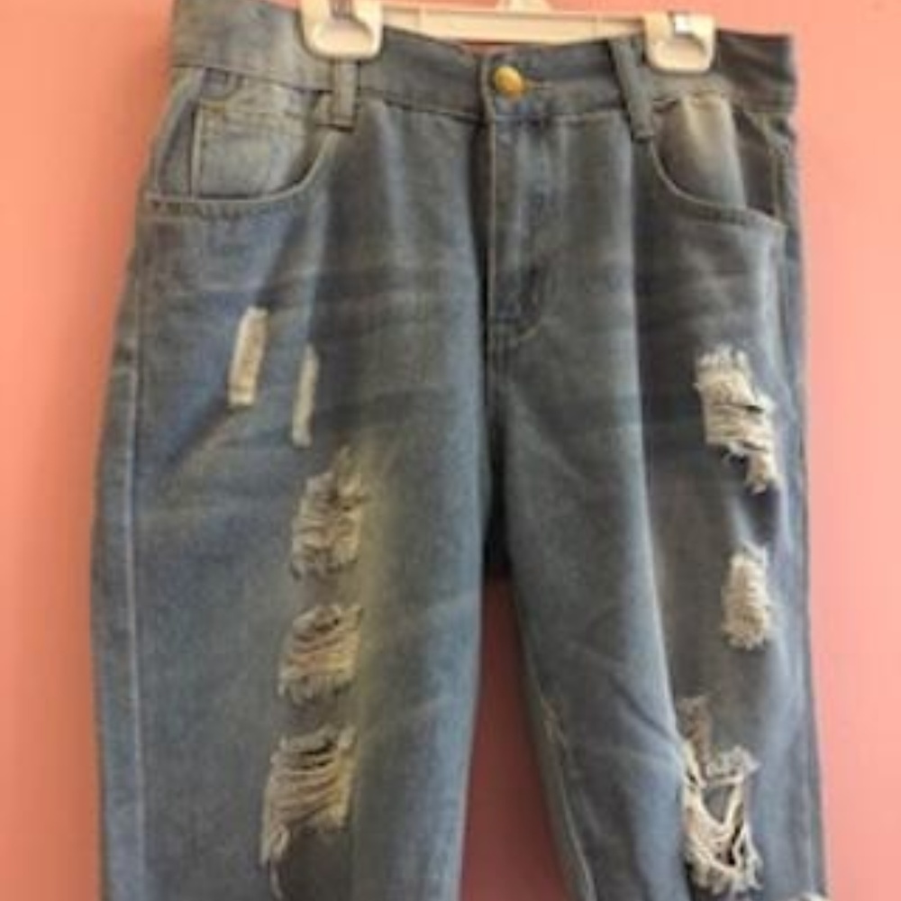 Men distressed jean shorts